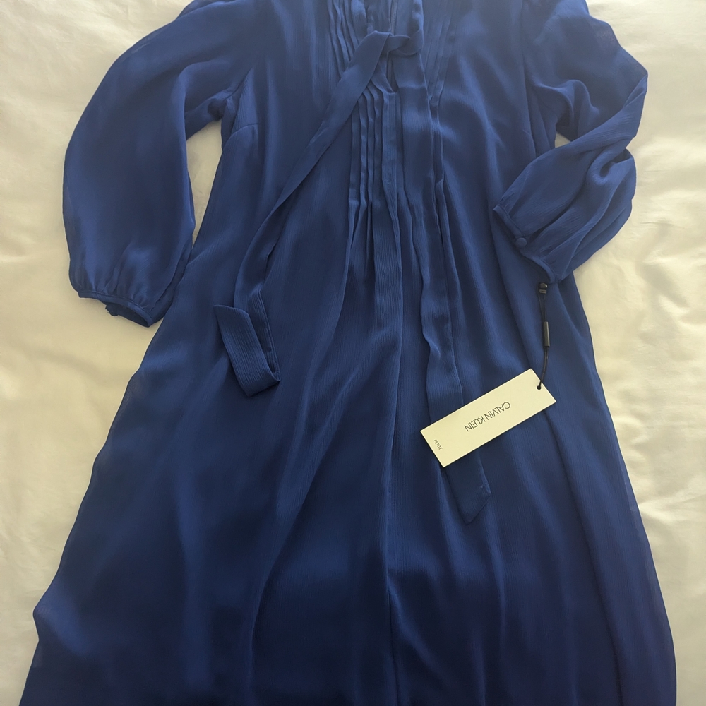 Calvin Klein Blue Long-Sleeve Dress